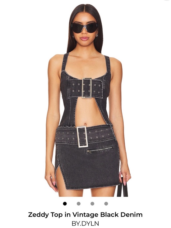 BY.DYLN Dresses & Skirts - BY.DYLN Vintage Black Denim Skirt Set with Buckle Details